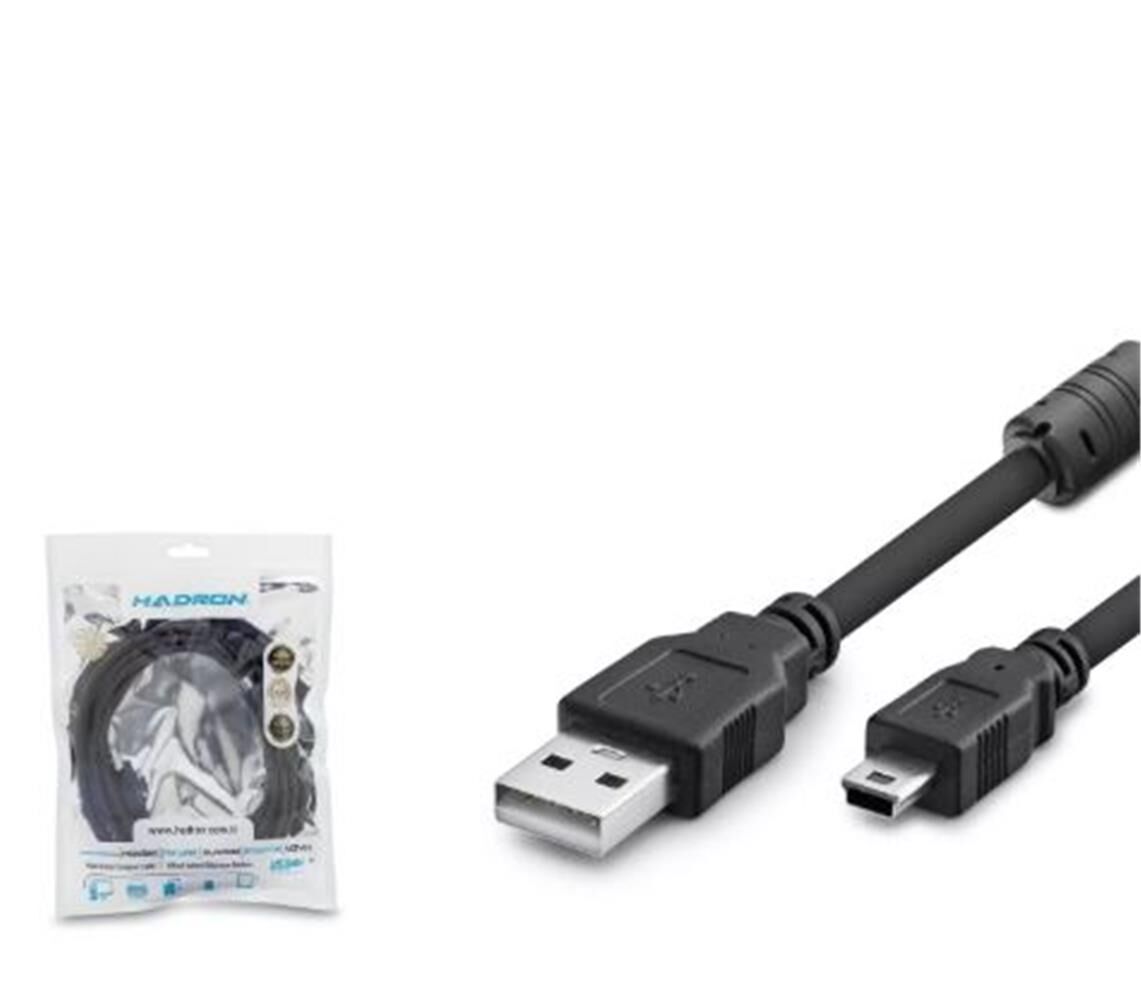Hadron HDX7523 USB Mini V3-5Pin to USB Kablo 3 Metre Siyah