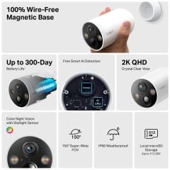TP-Link Tapo C425 (4'lü Paket) 2K QHD Akıllı Kablosuz Güvenlik Kamerası