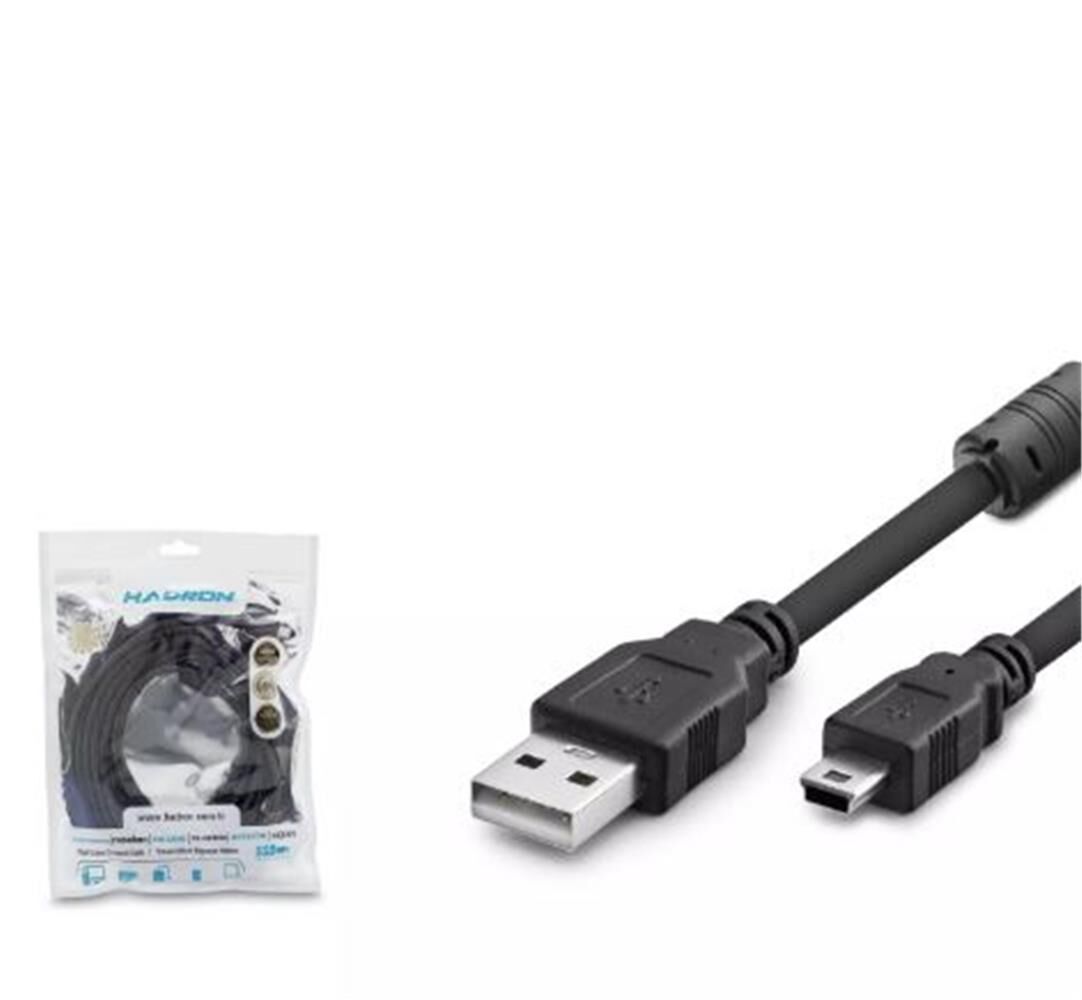Hadron HDX7520 USB Mini V3-5Pin to USB Kablo 5 Metre Siyah