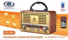 Everton RT-785 Nostaljik Tasarımlı Bluetooth / USB / Micro SD / FM-AM-SW 3 Bantlı Şarjlı Radyo