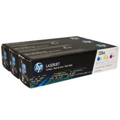 HP 126A Üçlü Paket Renkli Orijinal LaserJet Toner Kartuşları (Cyan/Magenta/Yellow) - CF341AM