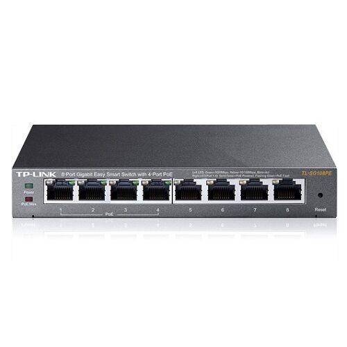 TP-LINK TL-SG108PE 8 Port Gigabit 10/100/1000 Mbps Yönetilebilir PoE Switch, 4 PoE Port, Rack/Uygun, Küçük Ofis ve İşletmeler İçin