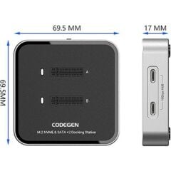 Codegen Çift M.2 NVME SSD Disk Yuvalı USB 3.1 Type-C Dock İstasyonu CDG-DOC-212