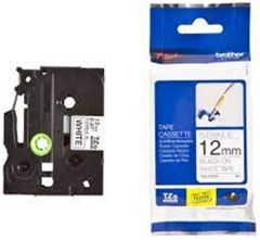 Brother TZE-FX231 12 mm Beyaz Üzeri Siyah Esnek Laminasyonlu Etiket