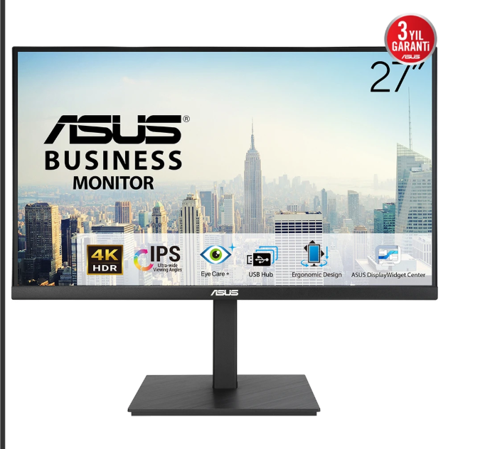 ASUS VA27UQSB 27'' 4K UHD IPS 5ms 350cd/m² Pivot Yükseklik Ayarlı DisplayPort HDMI Multimedia Business Monitör