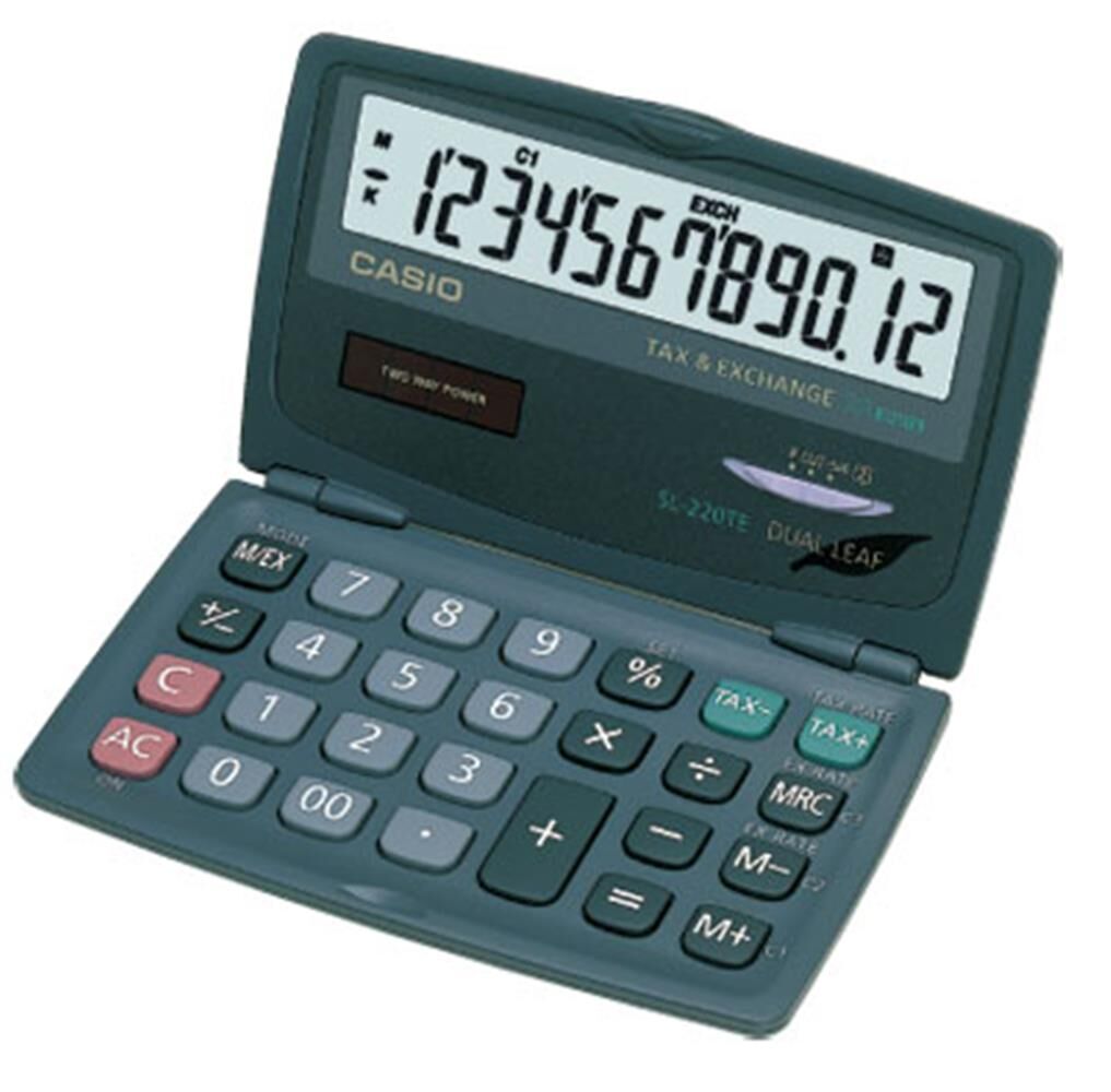 Casio SL-220TE 12 Haneli Cep Tipi Kapaklı Hesap Makinesi