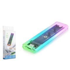 Hadron HDX1770 USB-C 3.1 Gen2 NVMe + NGFF (SATA) M.2 SSD Kutusu 10Gbps RGB Şeffaf