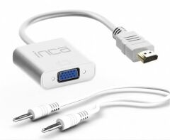 Inca IHTV-7TB 20cm HDMI to VGA Jaklı Ses Destekli Dönüştürücü Kablo