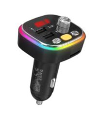 S-link SL-BT306 Çift USB Çıkışlı 5V 3.1A Rainbow RGB Işıklı LED Ekranlı TF Kart Destekli Bluetooth V5.0 Araç FM Transmitter