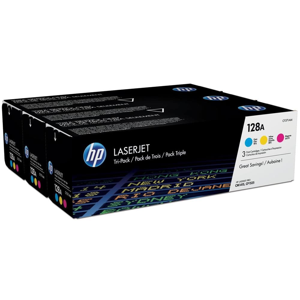 HP 128A Üçlü Paket Renkli Orijinal LaserJet Toner Kartuşları (Cyan/Magenta/Yellow) - CF371AM