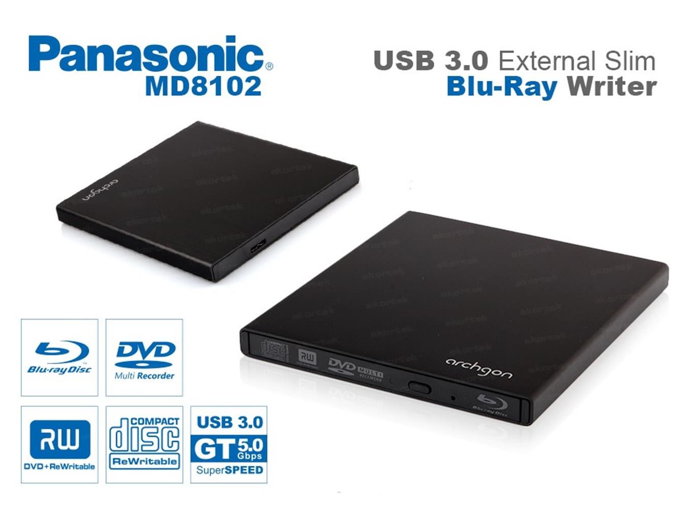 Panasonic Archgon Harici Ultra Slim USB 3.0 Blu-Ray Yazıcı
