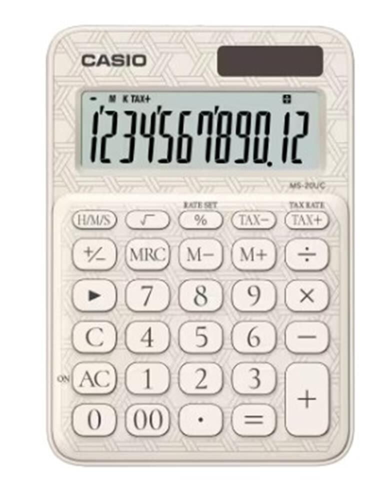 Casio MS-20UC-JWE Beyaz (White) 12 Haneli Vergi ve Zaman Hesaplamalı Mini Masa Üstü Hesap Makinesi