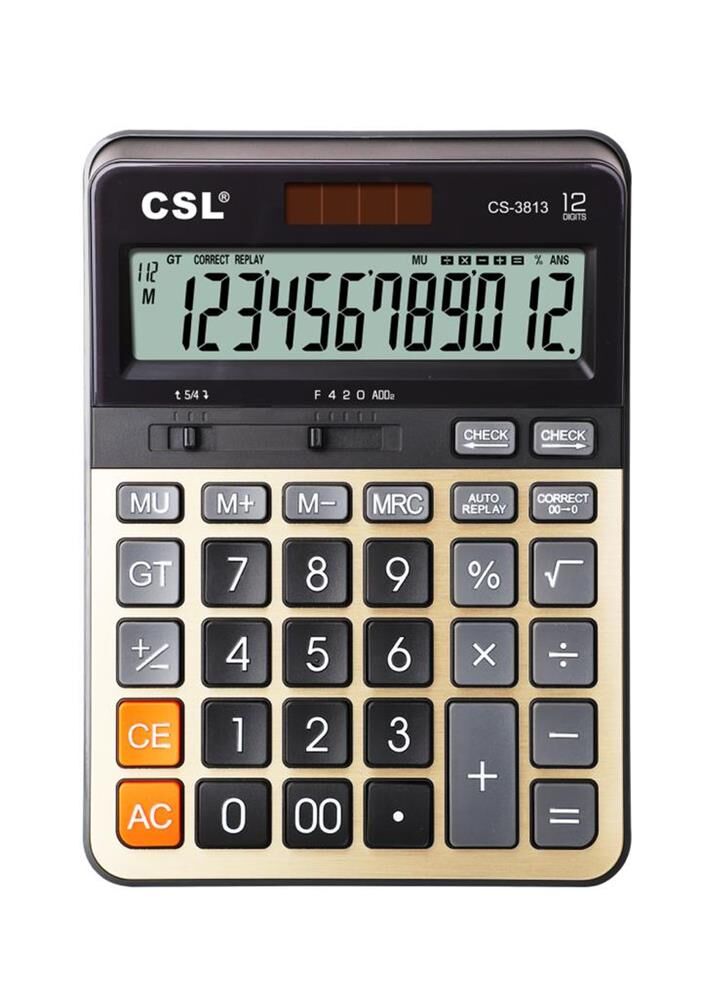 CSL CS-3813 12 Haneli Masa Üstü Hesap Makinesi - Büyük Ekran ve Çift Güç Sistemli