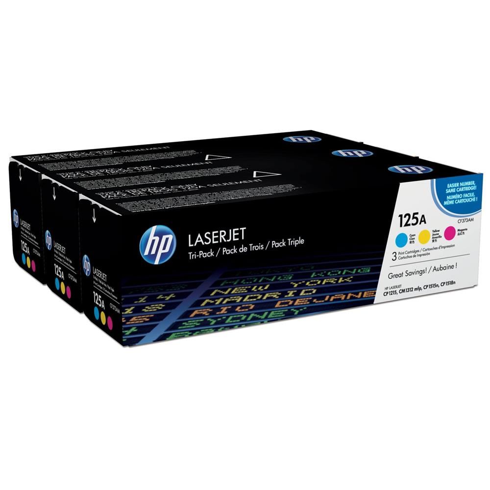 HP 125A Üçlü Paket Renkli Orijinal LaserJet Toner Kartuşları (Cyan/Magenta/Yellow) - CF373AM