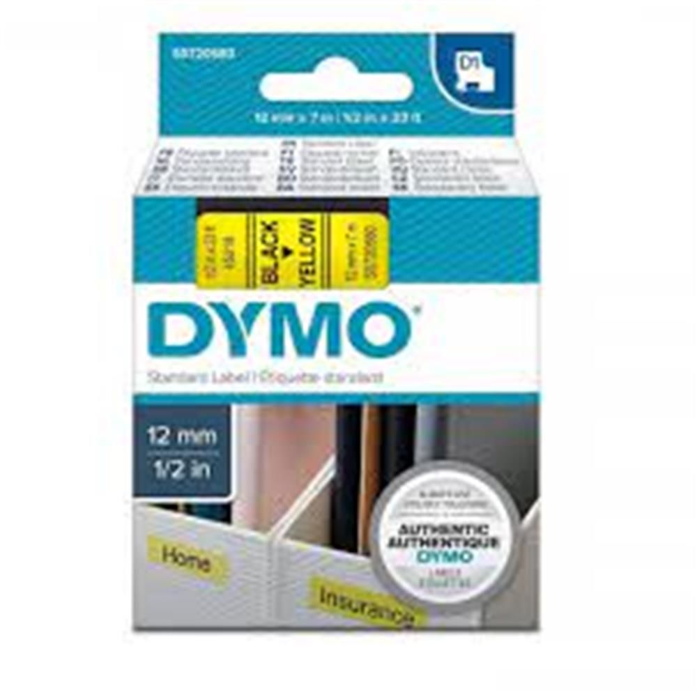 DYMO S0720580 D1 Yedek Şerit, 12 mm x 7 m, Sarı-Siyah (45018)