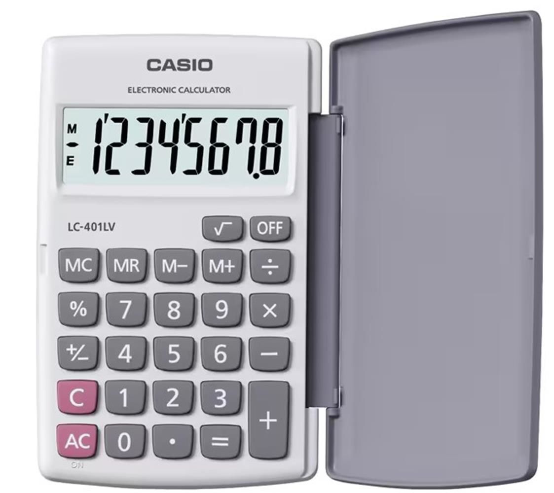 Casio LC-401LV-WE 8 Haneli Beyaz Cep Tipi Hesap Makinesi