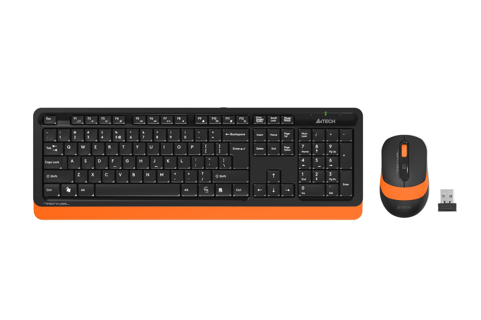 A4 Tech Fstyle FG1010 Kablosuz Q TR Siyah/Turuncu Multimedya Klavye & Optik Mouse Seti