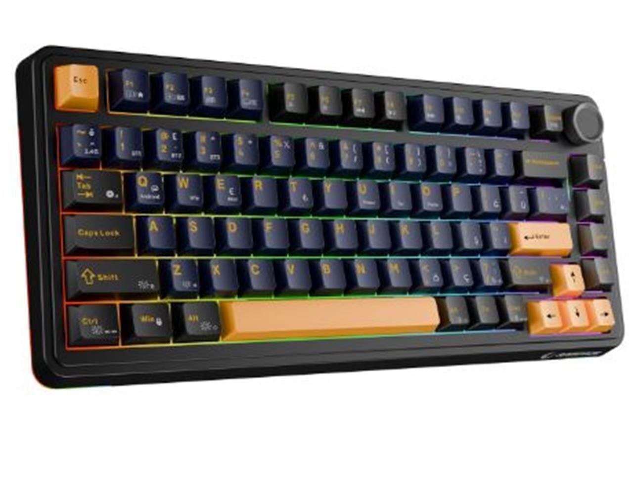 Rampage Quell Siyah Hot-Swap 2.4GHz + Bluetooth Kablosuz RGB Gasket Mount Oil Switch Türkçe Q Dizilim PBT Keycap Mekanik Klavye