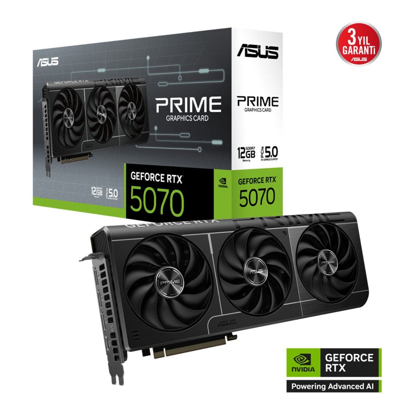 ASUS Prime GeForce RTX 5070 OC Edition 12GB GDDR7 192-Bit DLSS 4 Ekran Kartı (PRIME-RTX5070-12G)