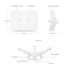 UBNT LBE‑5AC‑LR Ubiquiti airMAX LiteBeam 5AC Long‑Range 5 GHz 2×2 MU‑MIMO 26 dBi 450 Mbps PtP/PTMP Pasif PoE 24 V Outdoor Access Point (Dış Mekan)