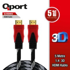 QPORT Q-HDMI5 5 Metre HDMI 1.4v Full HD Altın Uçlu Görüntü ve Ses Kablosu