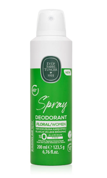 Eyüp Sabri Tuncer Floral Kadın Sprey Deodorant 200 ml Uzun Süre Etkili Çiçeksi Ferah Koku Alkolsüz Vücut Deodorantı
