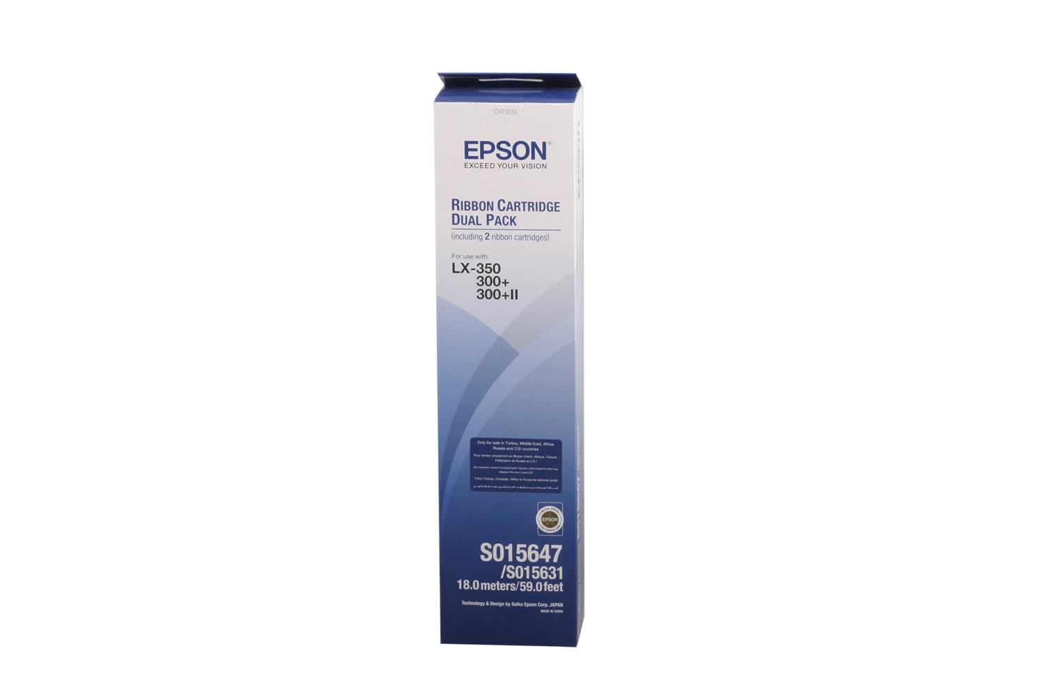 Epson LX-350 / LX-300+II Siyah Orijinal Yazıcı Şeridi (2'li Ekonomik Paket) S015647BA