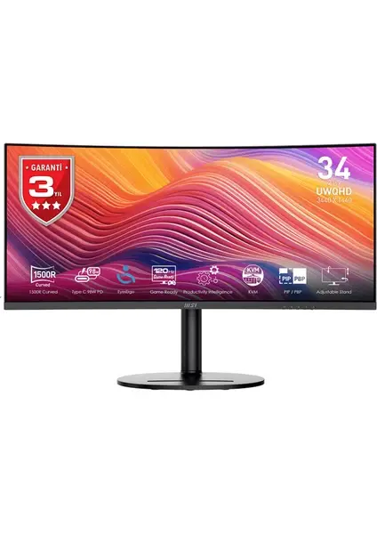 MSI 34'' MODERN MD342CQPW Curved 1500R VA 1ms Adaptive-Sync Siyah UWQHD Monitör