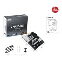 Asus Prime X870-P AMD X870 AM5 DDR5 8000MHz (OC) HDMI 2xUSB4 4xM.2 2.5GbE ATX Anakart