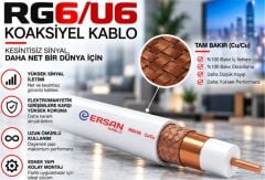 Ersan RG 6-U6 Cu - Cu Class B PVC 500 Metre Beyaz Uydu Kablosu