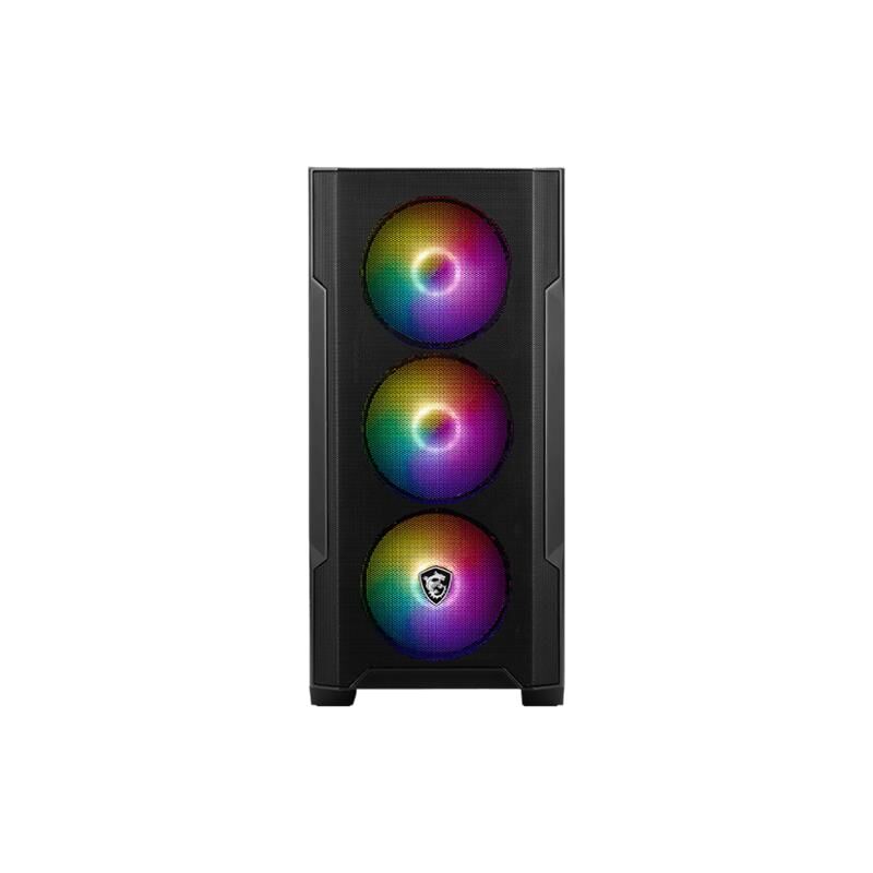 MSI MAG FORGE M100A Akrilik Yan Panel Micro‑ATX Gaming Kasa • 3×120 mm Ön + 1×120 mm Arka Auto‑RGB Fan • Mesh Ön Panel • PSU Yok • Micro‑ATX / Mini‑ITX Uyumluluğu • Siyah