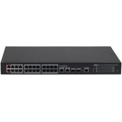 DAHUA S4228‑24GT‑360 24 Port 10/100/1000 Mbps PoE+ / PoE++ Yönetilebilir (Layer 2) Gigabit Switch 360W PoE Bütçesi 2 × 90W PoE++ + 22 × 30W PoE+ 2 × RJ45 Uplink 2 × SFP Combo – Dahua