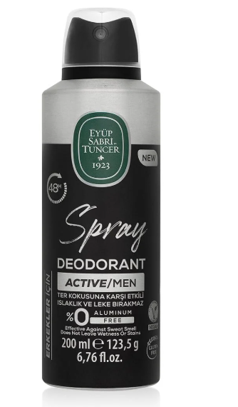 Eyüp Sabri Tuncer Active Erkek Sprey Deodorant 200 ml Uzun Süre Etkili Ferah Erkek Kokusu Alkolsüz Vücut Deodorantı