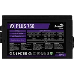 AEROCOOL AE‑VXP750 VX PLUS 750W 58A ATX 12V 2.3 Aktif PFC 20+4 pin Siyah Güç Kaynağı