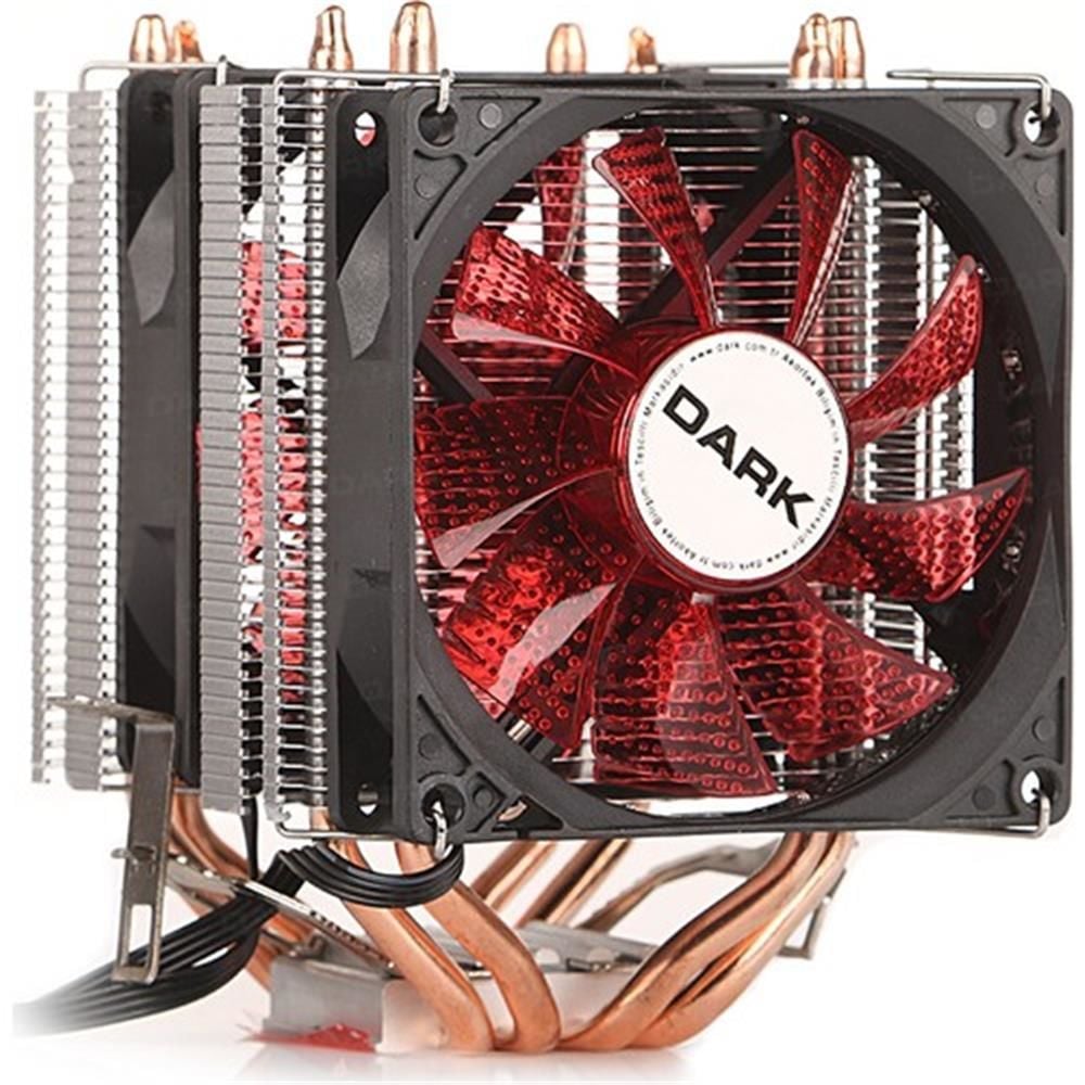 Dark Freezer X94RD Intel/AMD Uyumluluklı 4x6 mm Direct Contact Bakır Isı Borulu, 2×92 mm Kırmızı LED 4‑Pin PWM Fanlı, 135 mm Yükseklik Kompakt Hava Soğutucu – DKCCX94RD