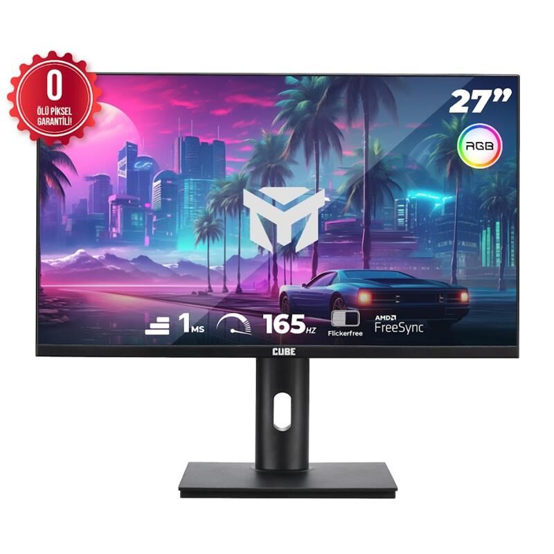 Cube PA-27V165F 27'' 2560x1440 QHD 165Hz 1ms 2xHDMI 2xDP FreeSync Pivot RGB VA Oyuncu Monitörü