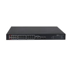 DAHUA PFS3228‑24GT‑360 24‑Port 10/100/1000 Mbps PoE Gigabit L2 Unmanaged Switch 360W PoE Bütçesi (Port 1–2: 90W, Port 3–24: 30W), 2 × RJ45 1 Gbps + 2 × SFP Uplink, Akıllı PoE, –10 °C–55 °C