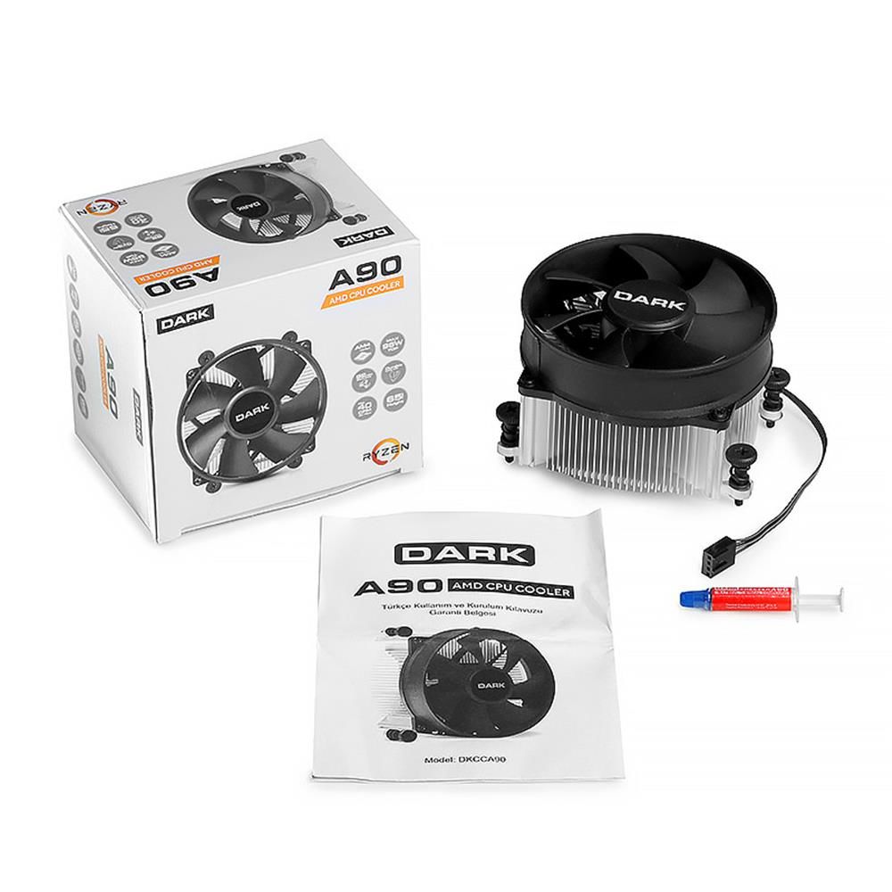 Dark DKCCA90 AM4 Ryzen Uyumluluğu 92mm Hydraulic Fan 800–2000 RPM 4‑Pin PWM Siyah 429 g İşlemci Soğutucu