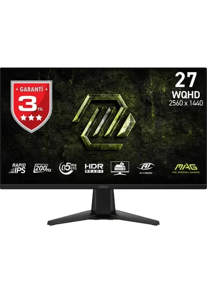MSI 27'' MAG 275QF E20 Flat RAPID IPS 0.5ms Free-Sync Siyah WQHD Monitör