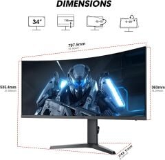 Koorui 34'' 34E6UC Curved Gaming 165Hz UWQHD Monitör Siyah 1ms