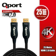 Qport Q-HDMI253 25 Metre HDMI v2.0 4K 60Hz Aktif Yönlü (Chipsetli) Görüntü ve Ses Kablosu