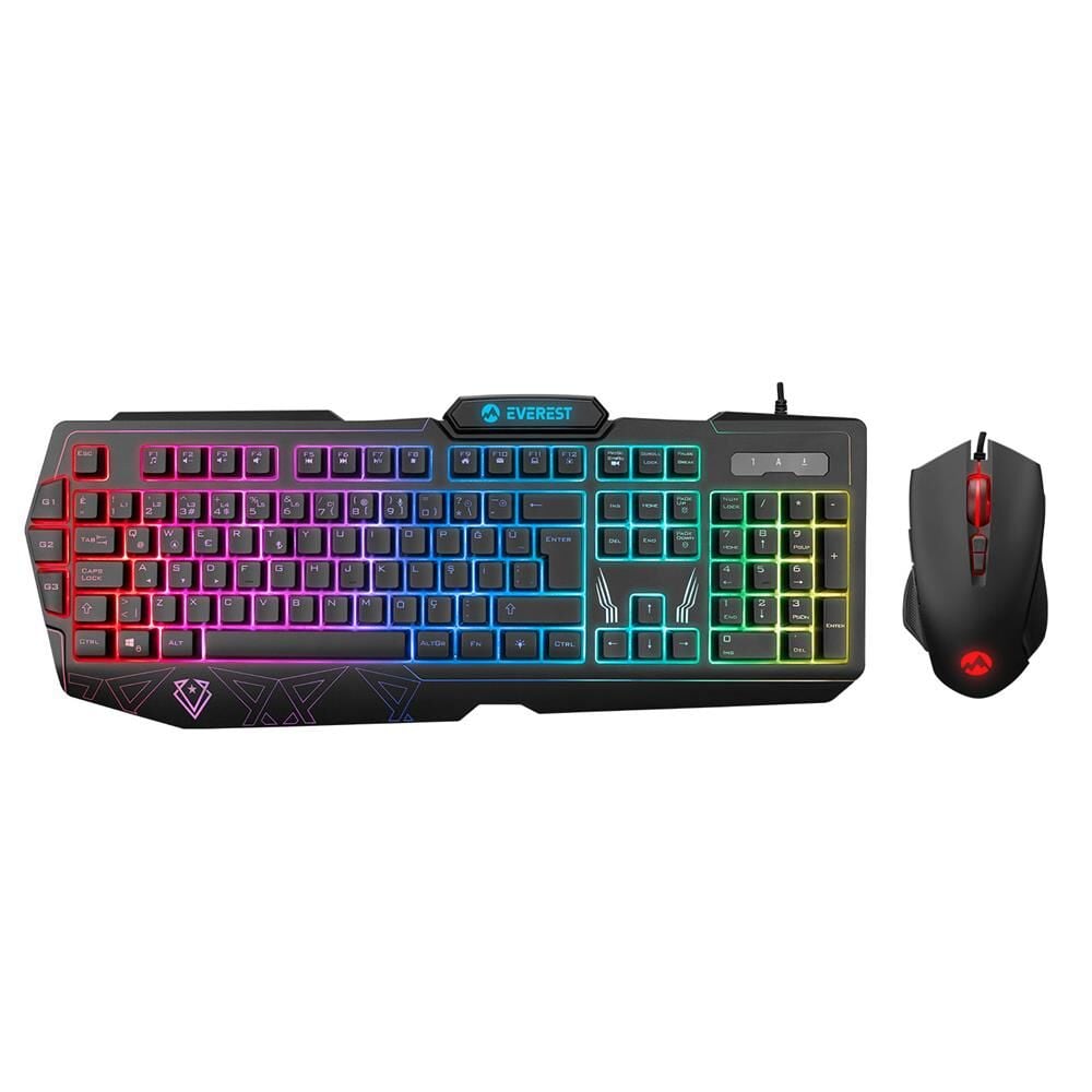 Everest KM-6168 FORMULA COMBO USB RGB Aydınlatmalı 3 Makro Tuşlu Q Gaming Klavye Mouse Set