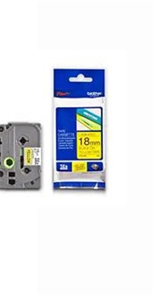 Brother TZE-S641 18 mm Sarı Üzeri Siyah Güçlü Yapışkanlı Laminasyonlu Etiket