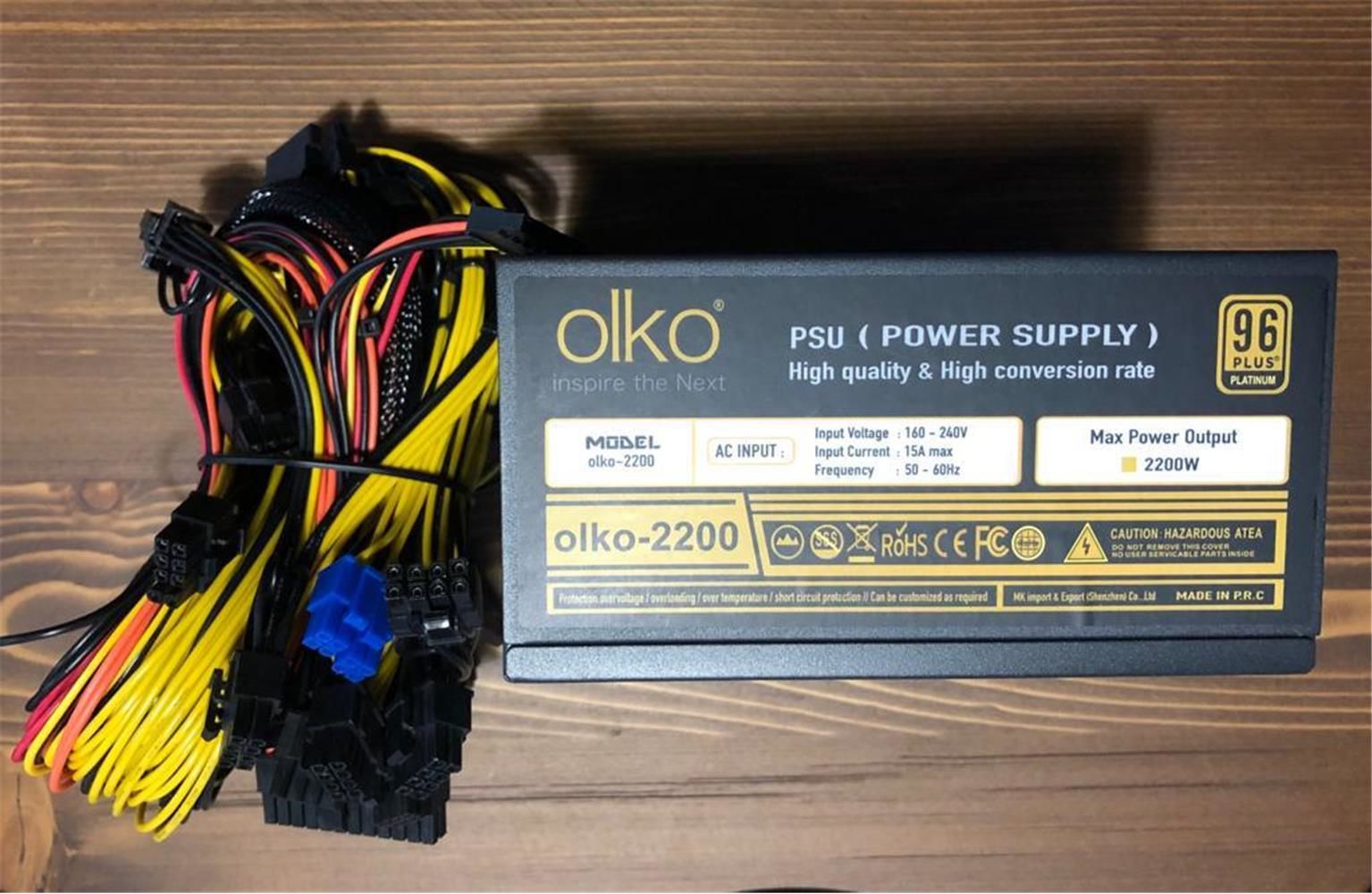 Olko MK‑2200SP 2200W 96+ 2 Fanlı Mining Power Supply (Kutulu)