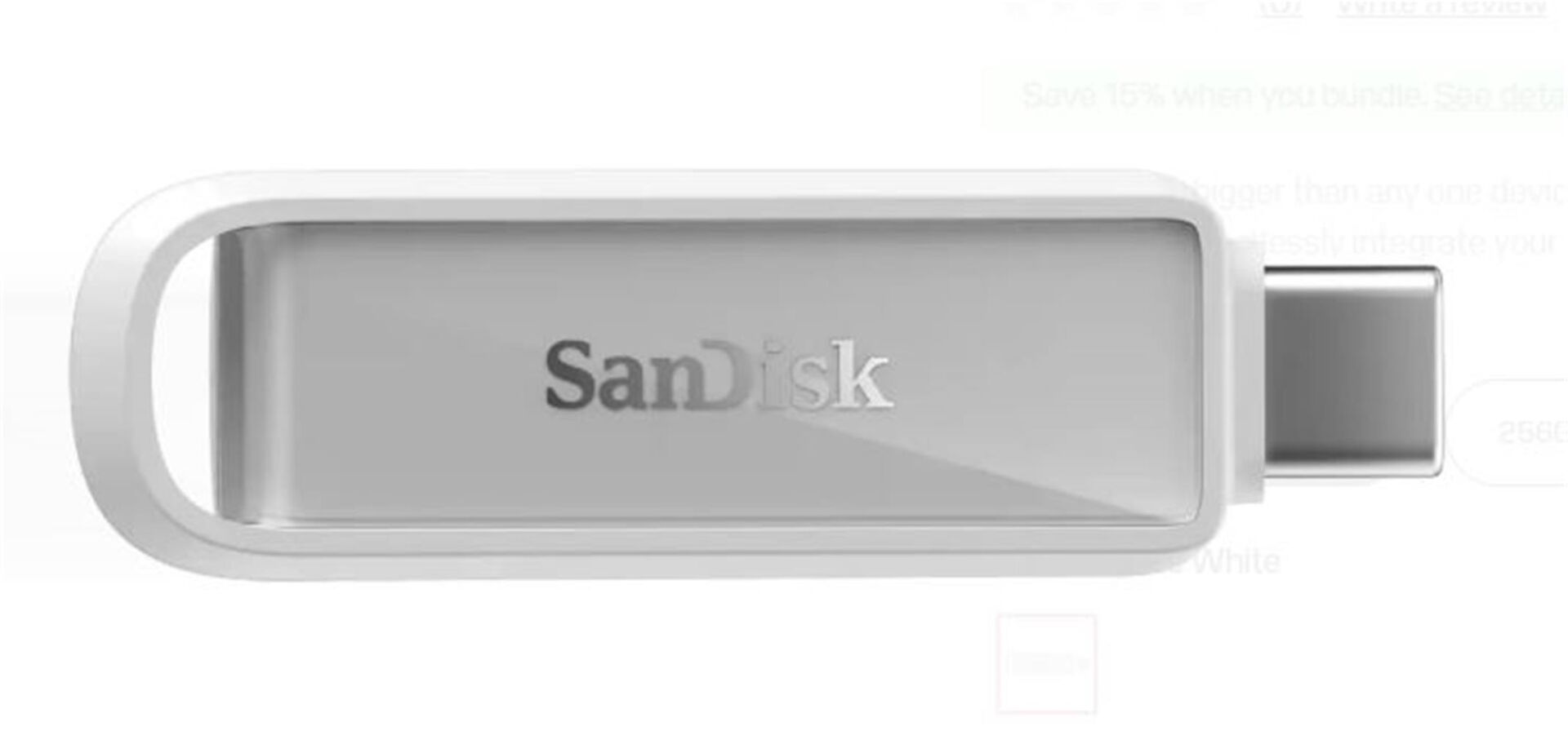 Sandisk SDIXS0N-256G-GN6NE 256GB Phone Drive with USB-C-128GB (Arctic White) Flash Bellek