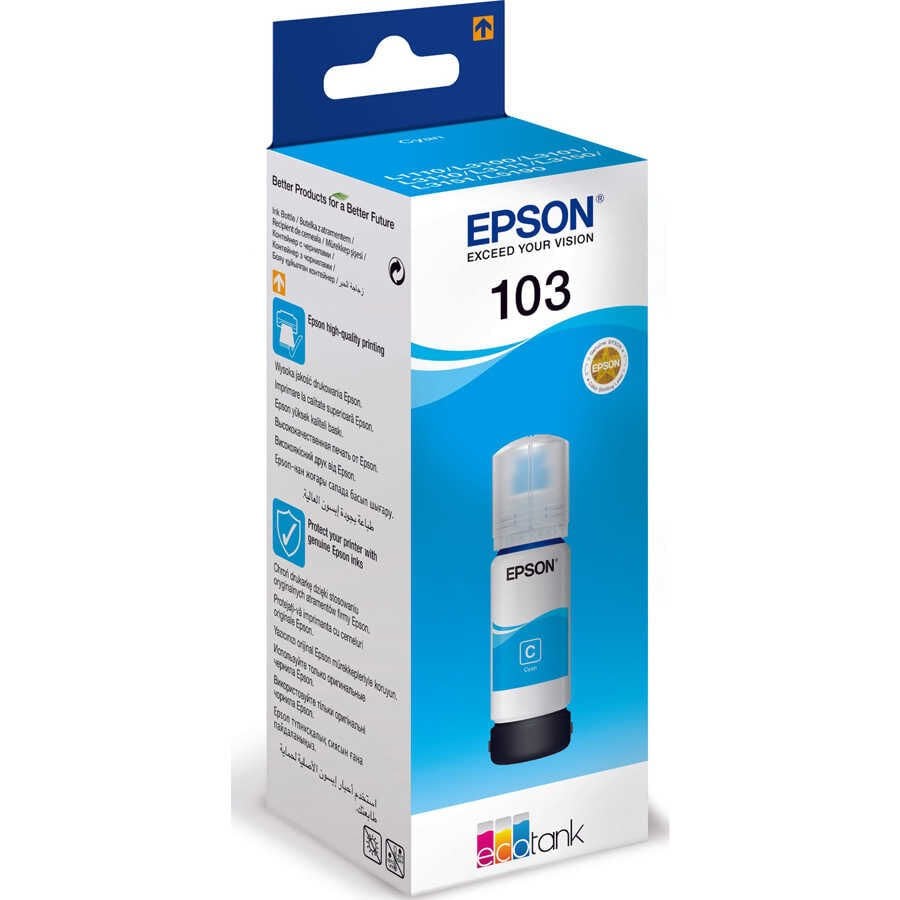 Epson 103 EcoTank Cam Göbeği (Cyan) Mürekkep Şişesi - T00S24A 65ml