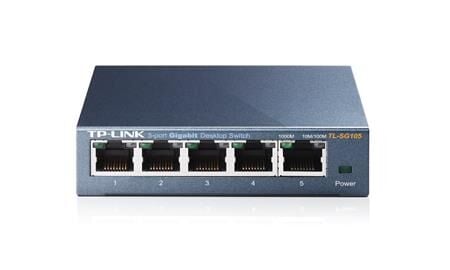 TP‑LINK TL‑SG105 5 Port 10/100/1000 Mbps Fanless Metal Kasa Masaüstü Gigabit Unmanaged Switch