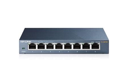 TP‑LINK TL‑SG108 8 Port 10/100/1000 Mbps Fanless Metal Kasa Masaüstü Gigabit Unmanaged Switch