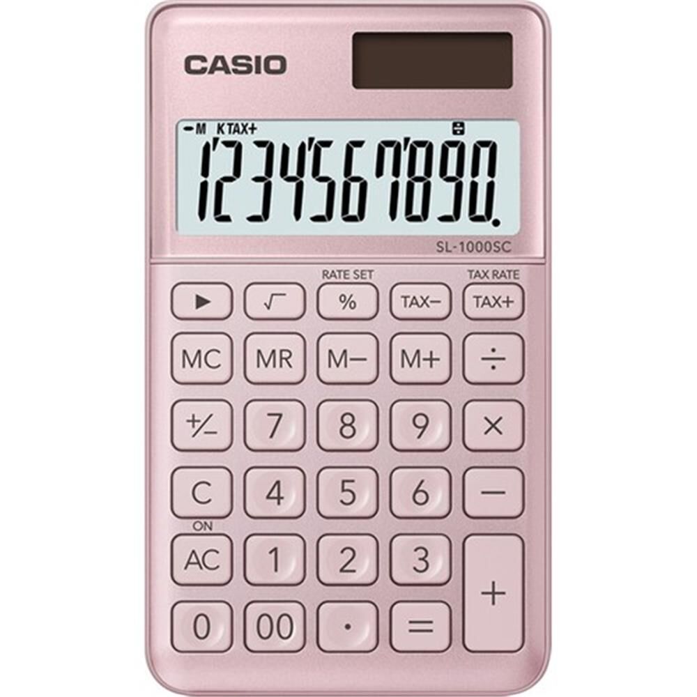 Casio SL-1000SC-PK Pembe (Rose Pink) 10 Haneli Vergi ve Zaman Hesaplamalı Cep Tipi Hesap Makinesi