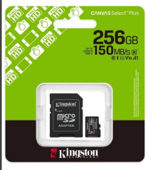 Kingston Canvas Select Plus 256GB microSDXC UHS-I Gen3 150MB/s CL10 Hafıza Kartı + SD Adaptör